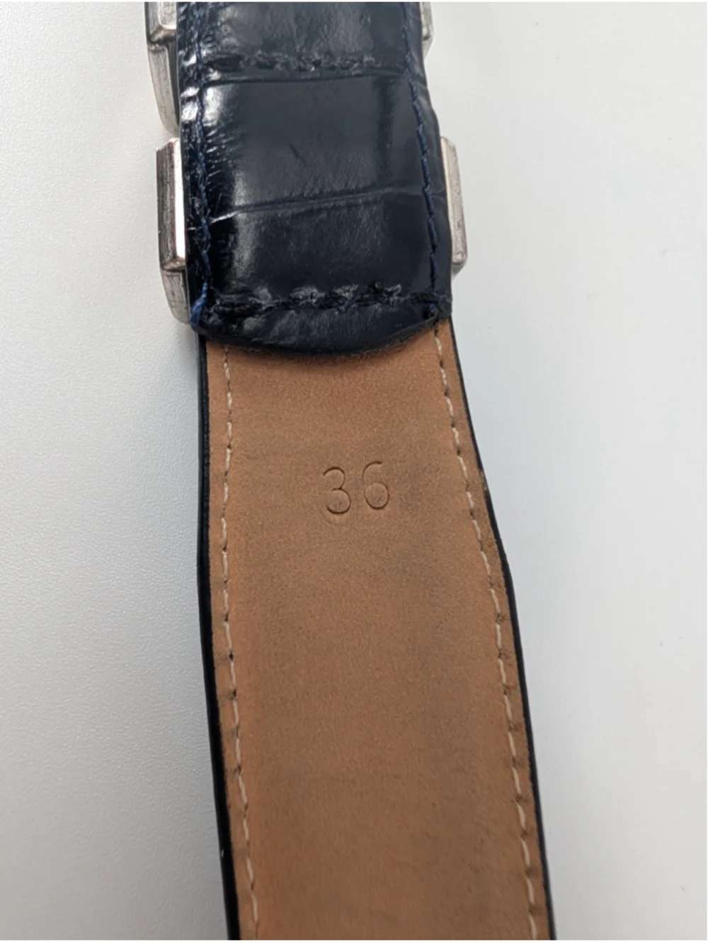 Belt Master Black Croc Embossed Leather Belt 36 Silver Western Buckle Heritage